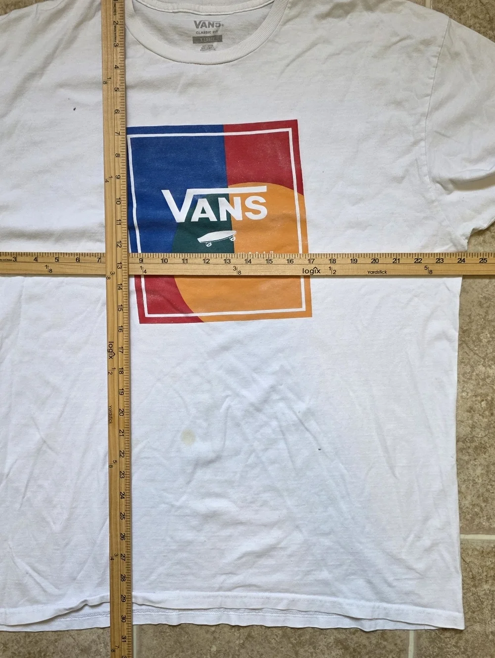 Vans Off The Wall Graphic Tee White Colorblock Logo Size XL